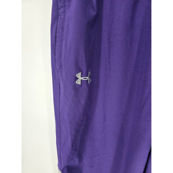 Under Armour Pants Mens Sz M Purple White Track Ankle Zip Wide Straight Loose - Picture 2 of 5
